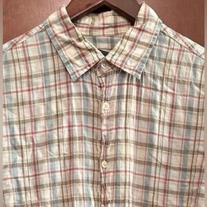 MENS John Varvatos Vintage Multicolor Plaid Cotton Blend Button-Down Shirt - L